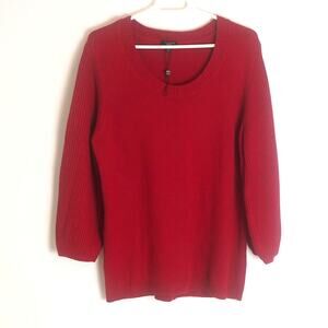 NWT Talbots Womens XL Red Sweater 3/4 Sleeve Angora Blend Statement Sleeve
